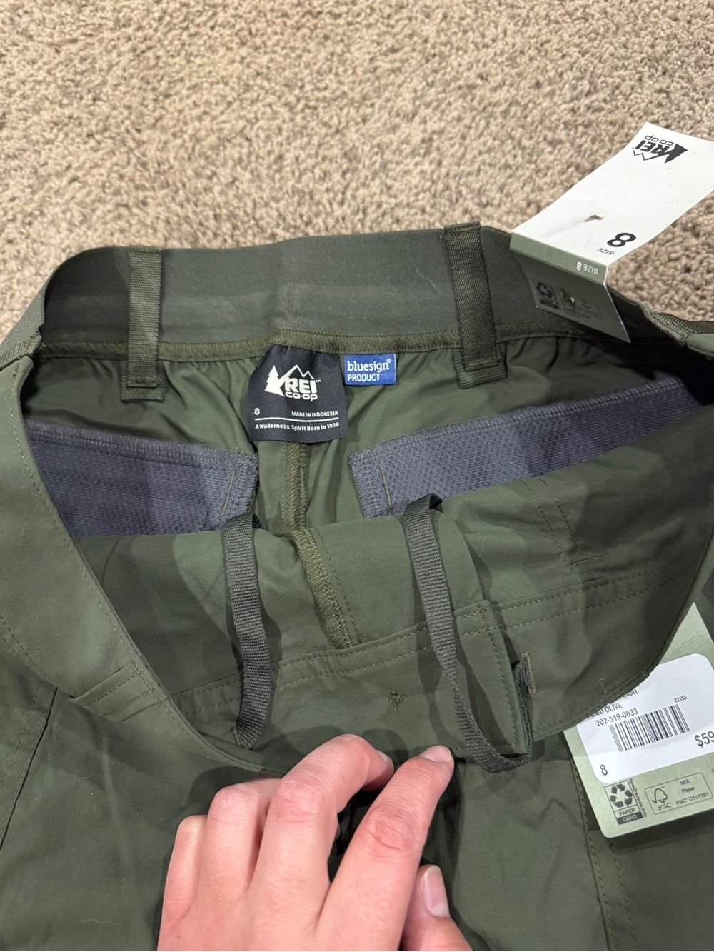 *NWT* REI Shaded Olive Sahara hiking Bermuda Shorts—Size 8 - Picture 8 of 11